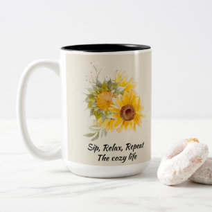 Tasse 2 Couleurs Citation Relaxante Avec Tournesols