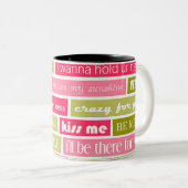 Tasse 2 Couleurs Citations d'amour rose et vert (Devant droit)