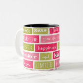 Tasse 2 Couleurs Citations d'amour rose et vert (Devant gauche)