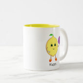 Tasse 2 Couleurs Citron et calligraphie joyeux (Devant droit)