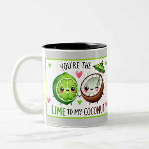 Tasse 2 Couleurs Citrons et noix de coco Kawaii mignons