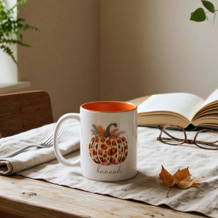Tasse 2 Couleurs Citrouille à impression léopard personnalisée No