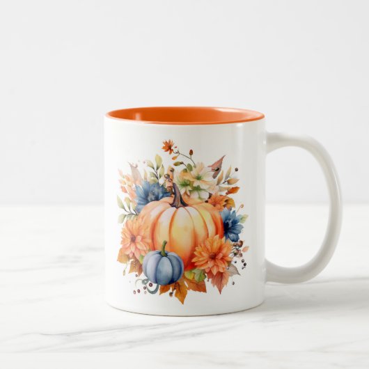 Tasse 2 Couleurs Citrouille d'automne (Droit)