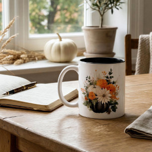 Tasse 2 Couleurs Citrouille d'automne personnalisée Récolte flora
