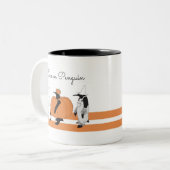 Tasse 2 Couleurs Citrouille de dessin mignon Penguin Drôle Hallowee (Devant gauche)
