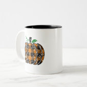 Tasse 2 Couleurs Citrouille de plaid de chute (Devant gauche)
