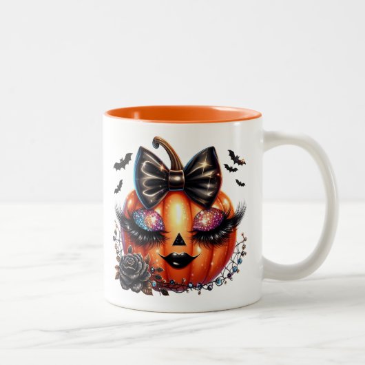 Tasse 2 Couleurs Citrouille d'Halloween (Droit)