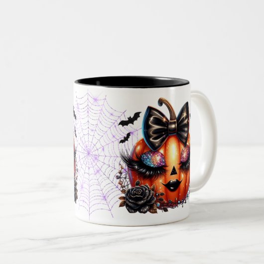Tasse 2 Couleurs Citrouille d'Halloween (Devant droit)
