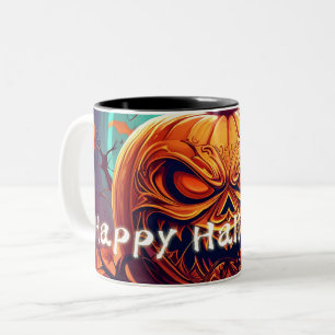 Tasse 2 Couleurs Citrouille d'Halloween à branche torsadée ornée