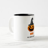 Tasse 2 Couleurs Citrouille d'Halloween "BOO !" - Nom personnalisé (Devant gauche)