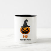 Tasse 2 Couleurs Citrouille d'Halloween "BOO !" - Nom personnalisé (Centre)