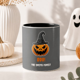 Tasse 2 Couleurs Citrouille d'Halloween “BOO!” – Nom personnalisé