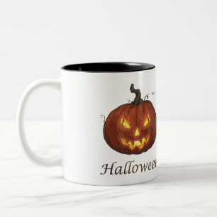 Tasse 2 Couleurs Citrouille d'Halloween Jack-o'-Lantern feu effraya