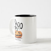 Tasse 2 Couleurs Citrouille éffrayant Boo Orange Black Halloween No (Devant gauche)