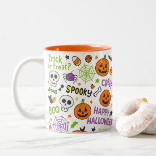 Tasse 2 Couleurs Citrouille éffrayant et amusant - Motif Halloween 