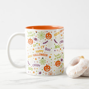 Tasse 2 Couleurs Citrouille éffrayant et amusant - Motif Halloween 