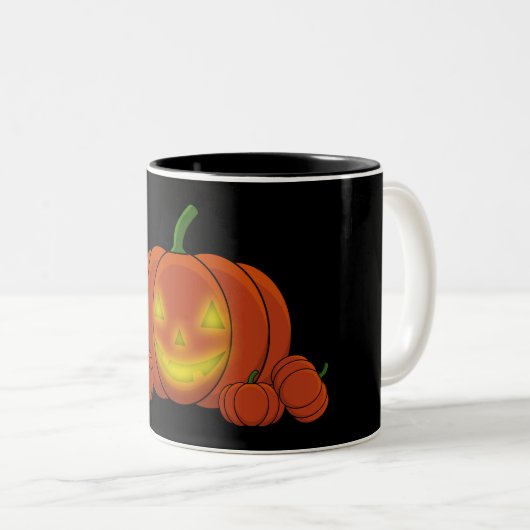 Tasse 2 Couleurs Citrouille Jack-o-lanterne (Devant droit)