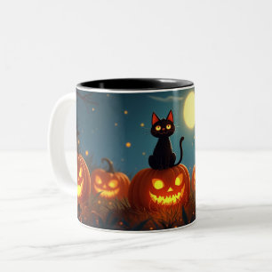 Tasse 2 Couleurs Citrouille patch de chat noir