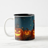 Tasse 2 Couleurs Citrouille patch de chat noir (Gauche)