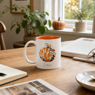 Tasse 2 Couleurs Citrouille Personnalisée Peinture à l'Eau Automne