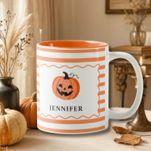 Citrouille rayée orange Halloween personnalisé