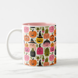 Tasse 2 Couleurs Citrouille Whimsical Motif mignonne Halloween colo