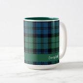 Tasse 2 Couleurs Clan Campbell Tartan personnalisé de script plaid (Devant droit)