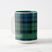 Tasse 2 Couleurs Clan Campbell Tartan personnalisé de script plaid (Devant gauche)