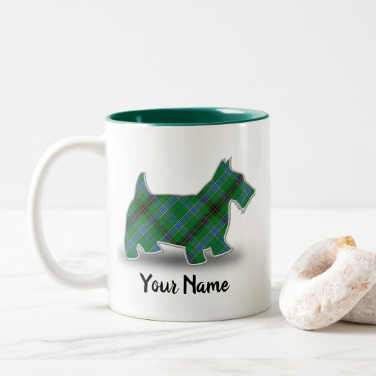 Tasse 2 Couleurs Clan écossais Duncan Tartan Scottish Terrier (Avec donut)