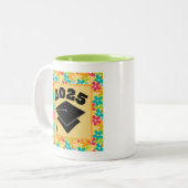 Tasse 2 Couleurs Classe De 2025 Retro Flowered (Devant gauche)