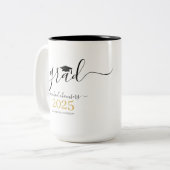 Tasse 2 Couleurs Classe De Graduation De Script Moderne De 2025 (Devant gauche)