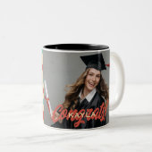 Tasse 2 Couleurs Classe de graduation rétro 2023 Nom personnalisé F (Devant droit)