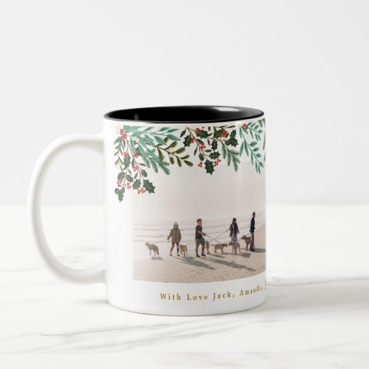Tasse 2 Couleurs Classic Elegance Christmas Holiday Two Photo (Gauche)