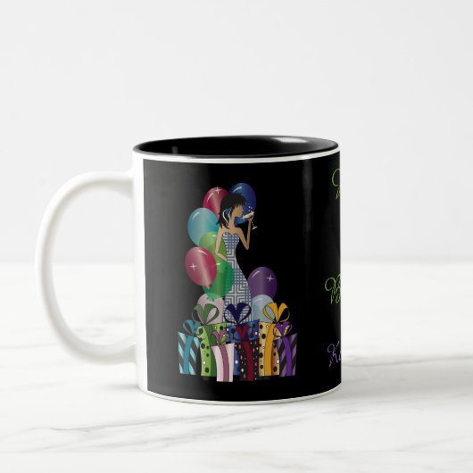 Tasse 2 Couleurs Classique Diva fille | Fête d'anniversaire (Gauche)