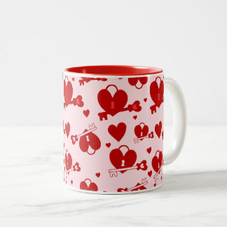 Tasse 2 Couleurs clé de verrouillage du coeur valentine