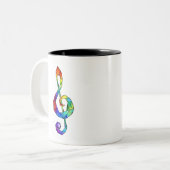 Tasse 2 Couleurs Clé musicale arc-en-ciel (Devant gauche)