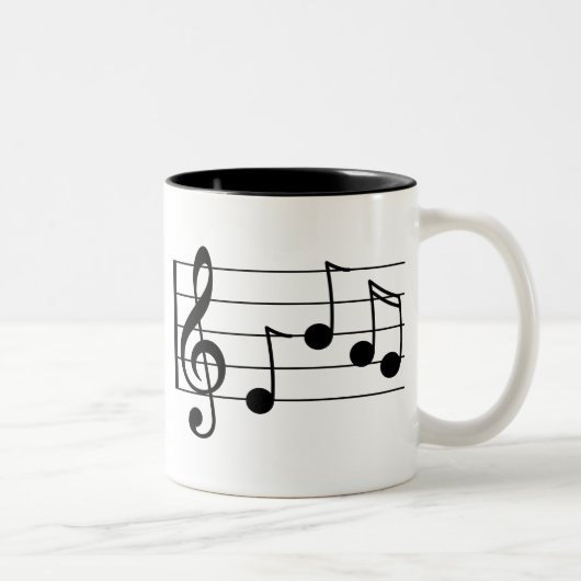 Tasse 2 Couleurs Clef triple et personnel de notation musicale (Droit)