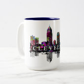 Tasse 2 Couleurs Cleveland, Ohio en graffiti (Devant gauche)