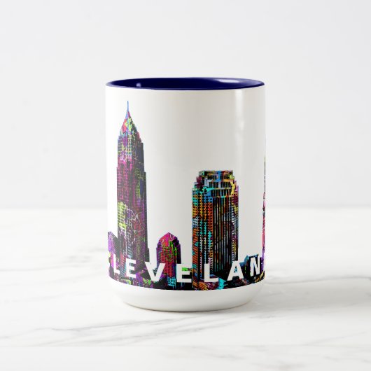Tasse 2 Couleurs Cleveland, Ohio en graffiti (Centre)