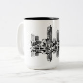 Tasse 2 Couleurs Cleveland, Ohio skyline en noir (Devant gauche)