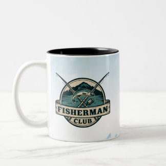 Tasse 2 Couleurs Club de Pêcheur Vintage Graphique Montagne Rétro