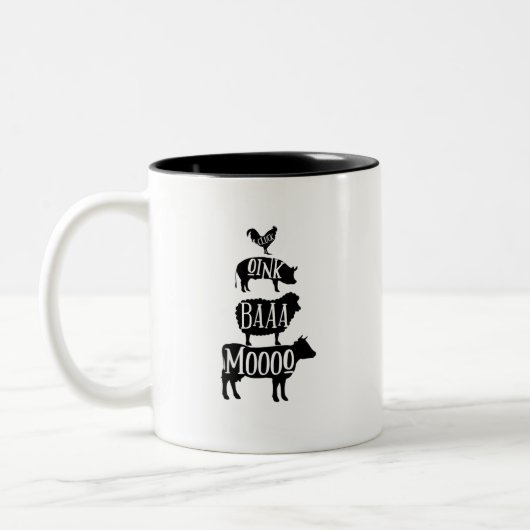 Tasse 2 Couleurs Cluck Oink Baa Moo - Chicken Pig Sheep Cow Farmer (Gauche)