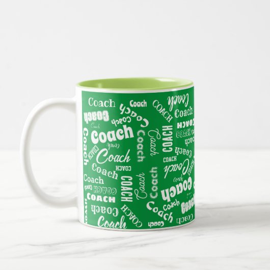 Tasse 2 Couleurs Coach personnalisé vert et blanc Nom cadeau Art (Gauche)