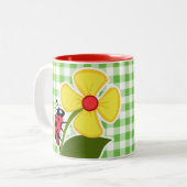 Tasse 2 Couleurs Coccinelle ; Checkered vert ; Guingan (Devant gauche)
