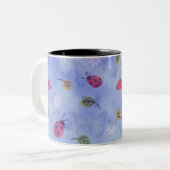 Tasse 2 Couleurs Coccinelles et papillons (Devant gauche)