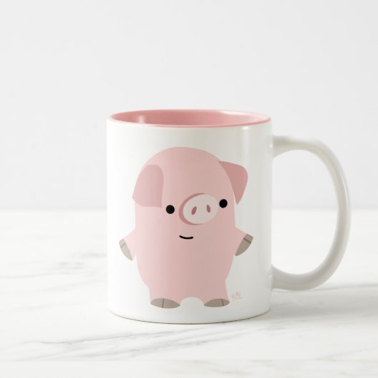 Tasse 2 Couleurs Cochon De Carton Tranquille (Droit)