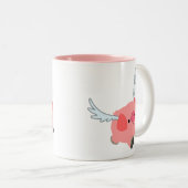 Tasse 2 Couleurs Cochon De Dessin À Charme (Devant droit)