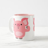 Tasse 2 Couleurs Cochon de dessin mignon musclé (Devant gauche)