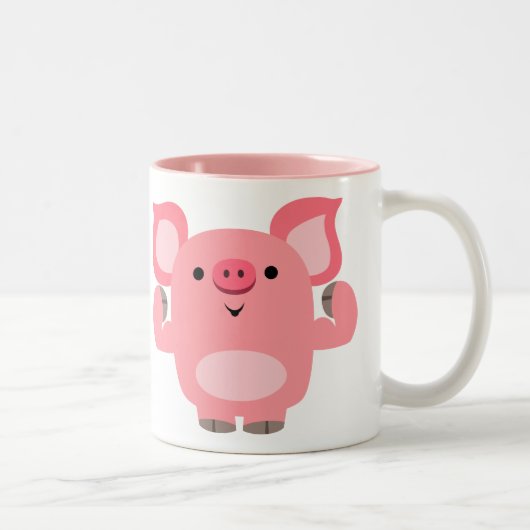 Tasse 2 Couleurs Cochon de dessin mignon musclé (Droit)