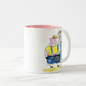 Tasse 2 Couleurs Cochon et vache blanc mignon (Devant droit)